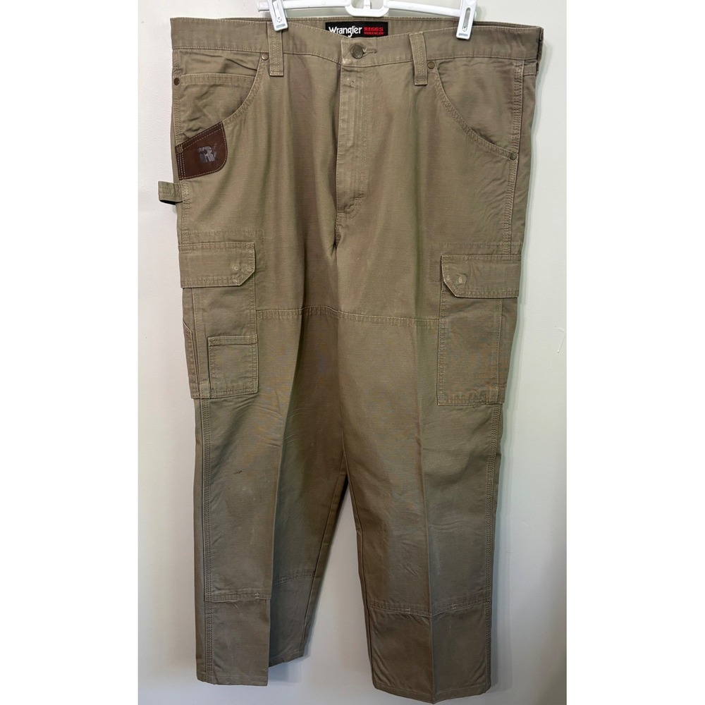 Wrangler RIGGS Workwear Mens Cargo Pants Khaki Tan Ripstop 40x31